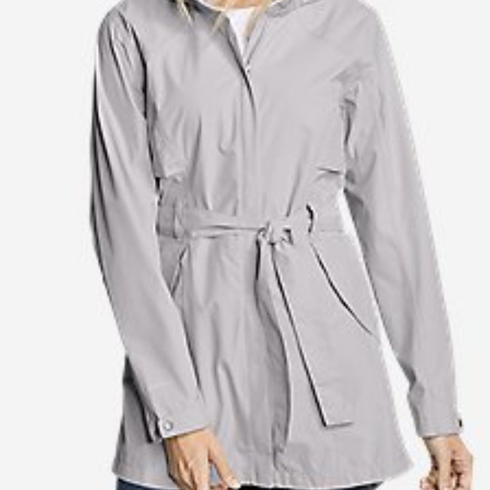 Eddie Bauer Women's Kona Trench Coat XL Grey Belt